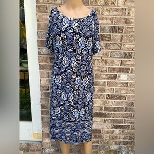 1X Black/White/Blue Shift Loose Fit Artisan Ny Dress